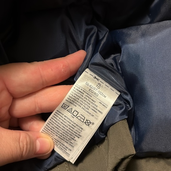 Gap Parka Jacket Mens XLarge Olive Blue Colorblock Elbow Patch Puffer Button Zip - Picture 4 of 7